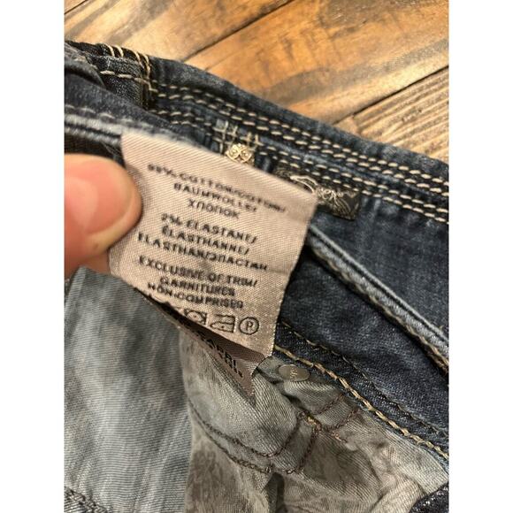 Silver Jeans Aiko Capri Women 33 Thick Stitch Y2K 90s Western Cowgirl Fringe - Picture 15 of 16